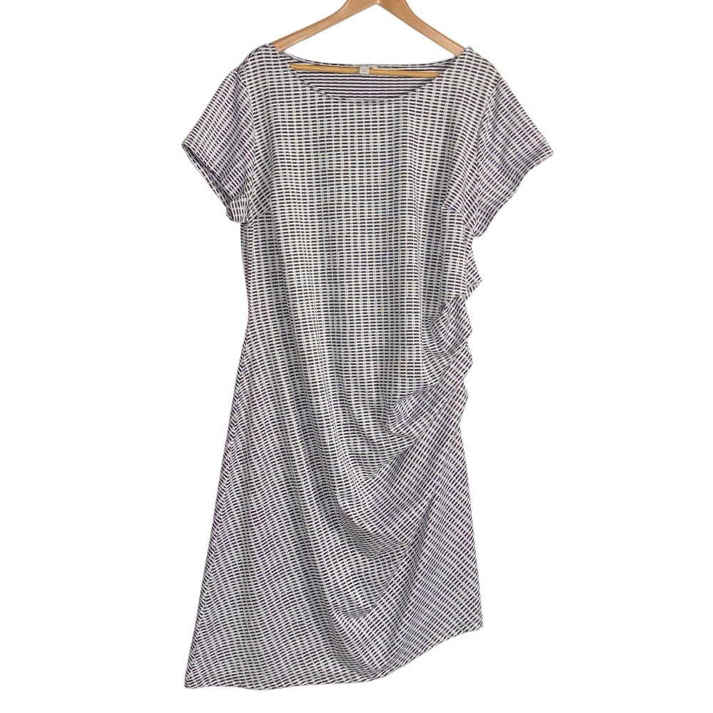 CATO Plus asymmetrical black and white dress ruched side short sleeves 22/24W